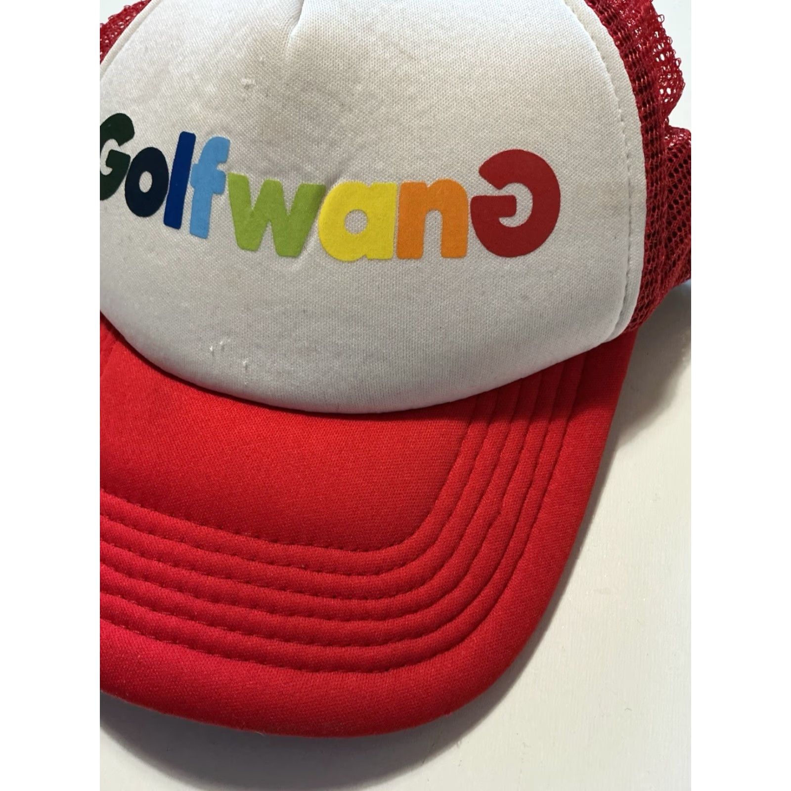 Golf Wang VINTAGE Golf Wang Tyler The Creator Script Logo Graphic Snapback Red Trucker Cap Hat Size ONE SIZE - 3 Thumbnail