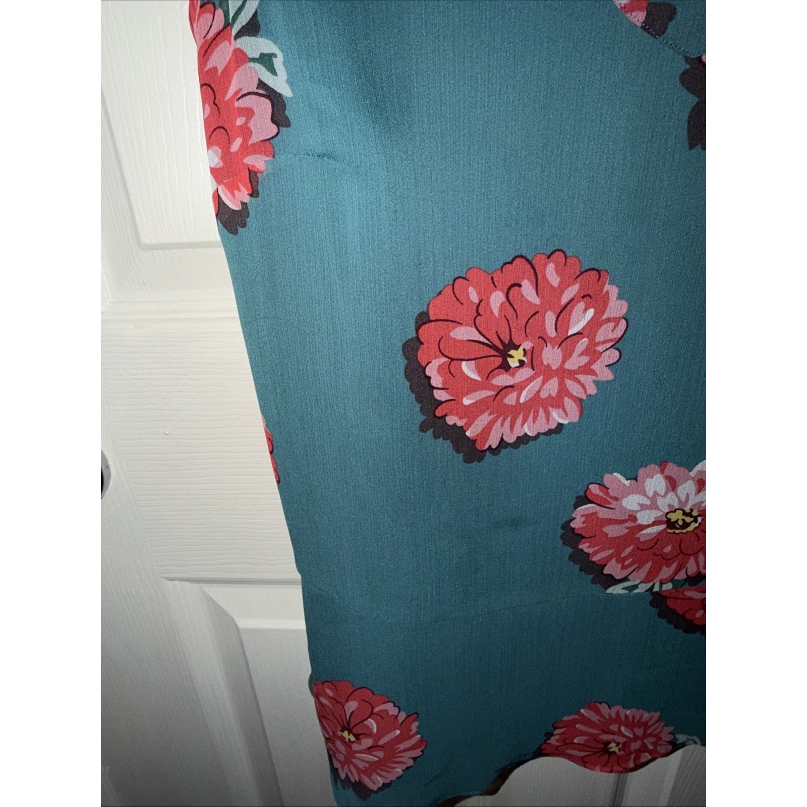 Canali CAbi #3445 Blushing Blouse Chiffon Sleeveless V-Neck Teal Size S / US 4 / IT 40 - 7 Thumbnail