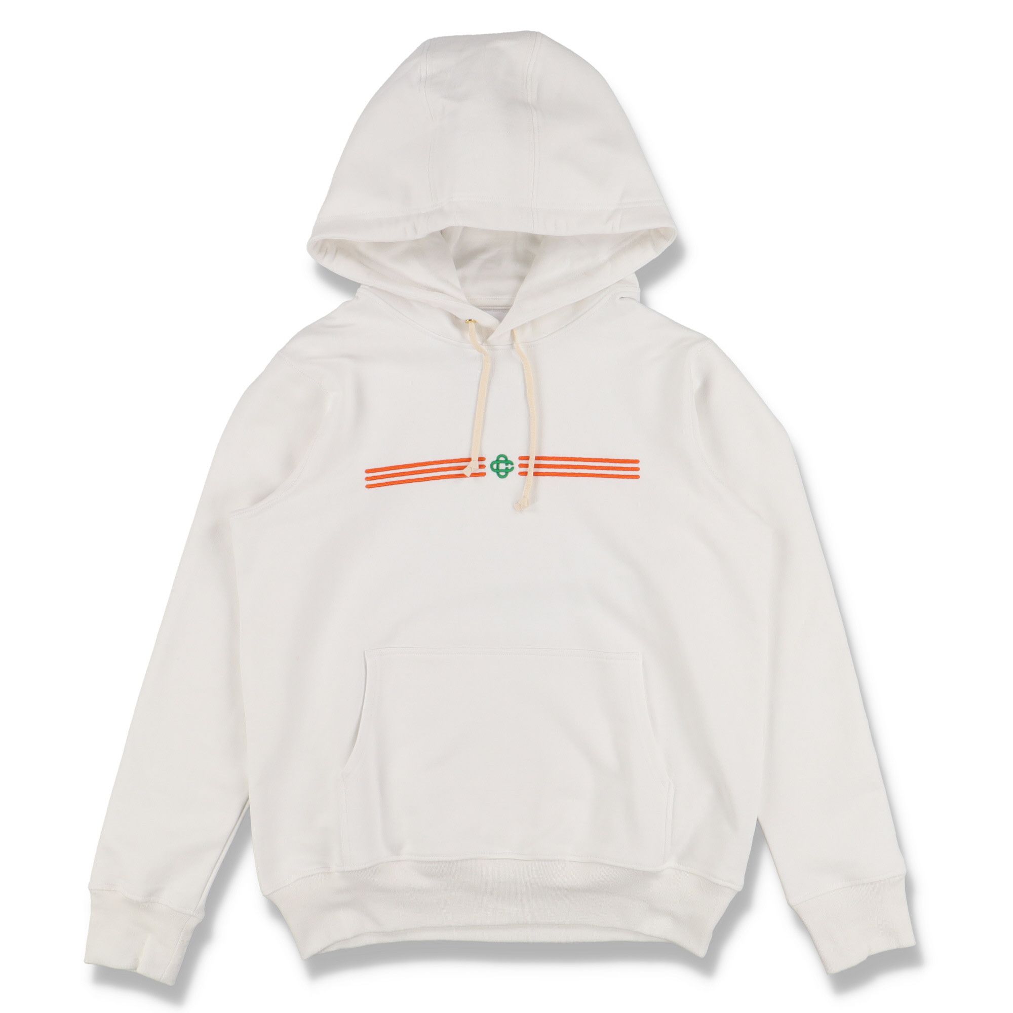 image of Casablanca White Embroidered Stripe Logo Hoodie, Women's (Size Small)