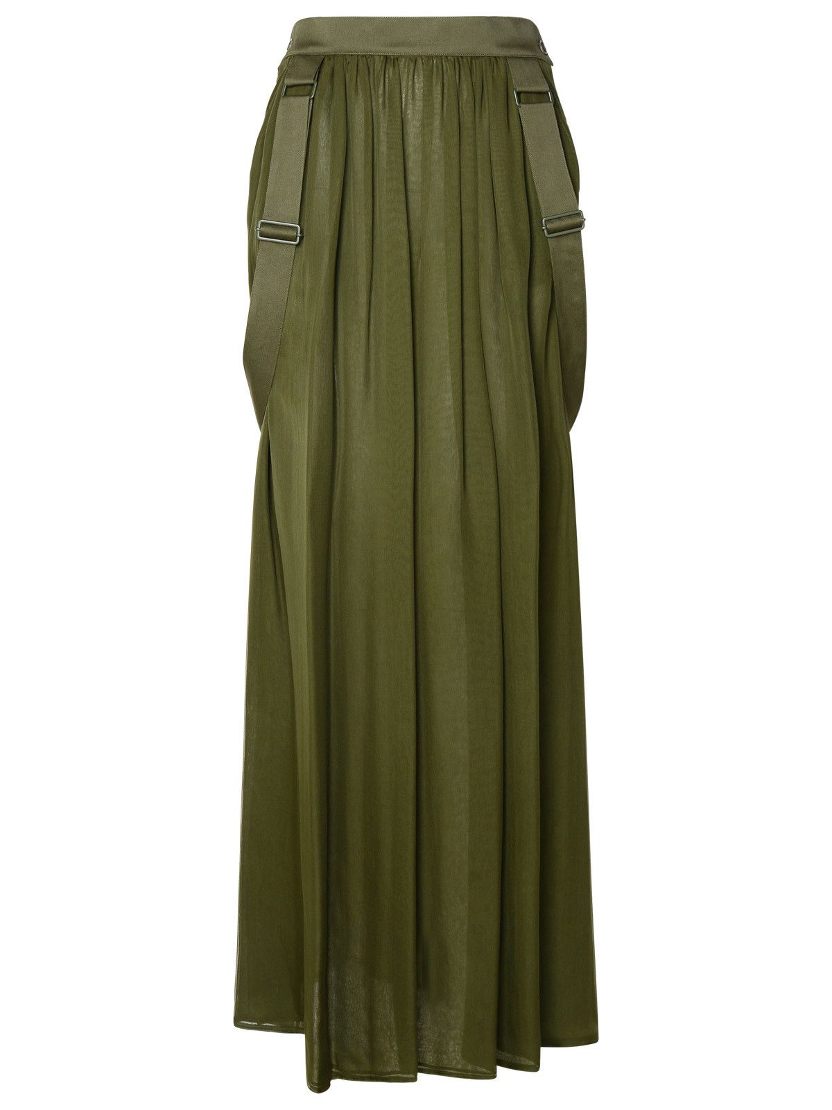 image of Max Mara 'jedy' Khaki Green Silk Skirt, Women's (Size 27)
