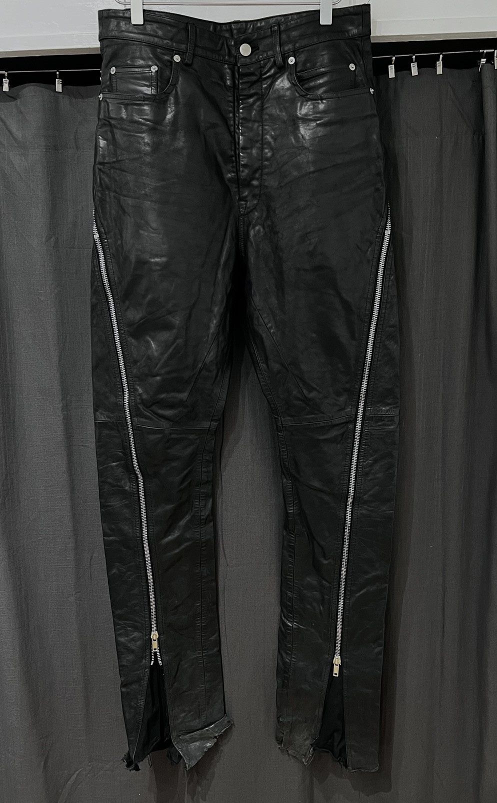 image of Rick Owens Leather Banana Bolan in Black, Men's (Size 30)