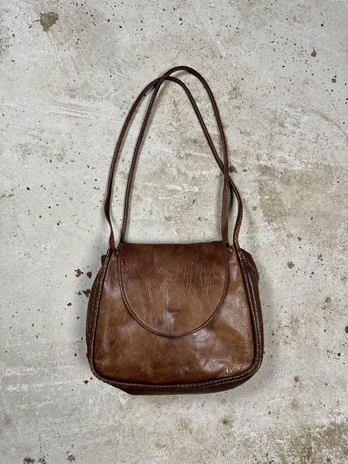 Japanese Brand Vintage 90s Brown Genuine Leather Hand Tote Bag rare utility Size ONE SIZE - 1 Thumbnail