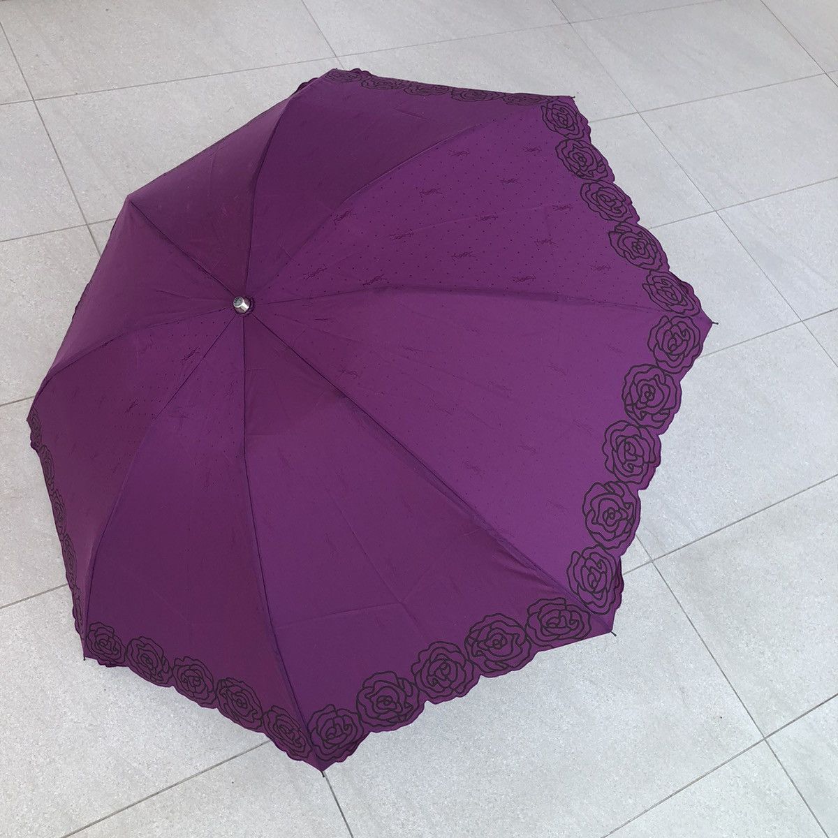 Yves Saint Laurent Saint Laurent Rose Pattern Folding Parasol Monogram YSL Size ONE SIZE - 4 Thumbnail