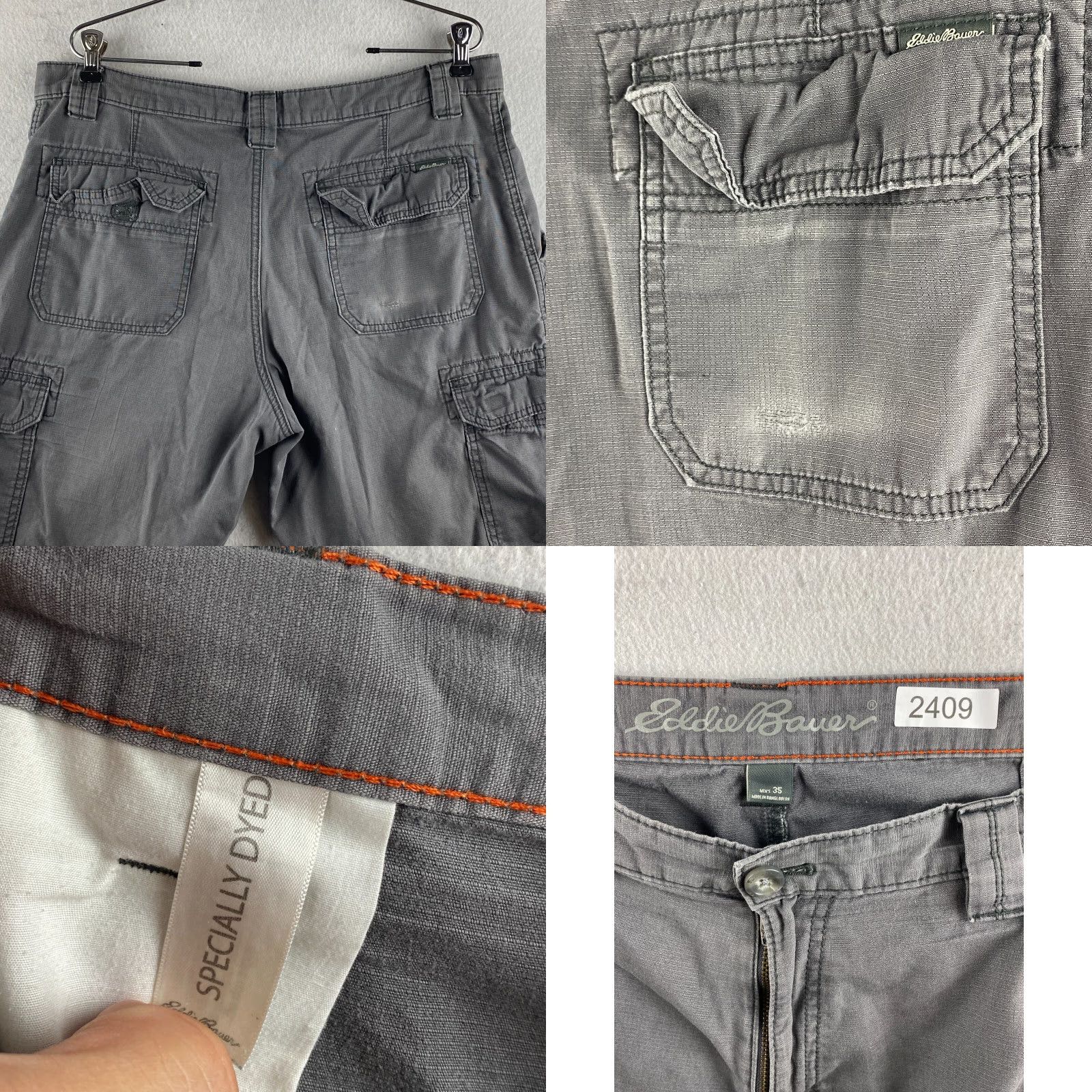 Eddie Bauer Eddie Bauer Mens Cargo Shorts 36 Gray Cotton Blend Rip Stop Flap Pockets Outdoor Casual Size US 35 - 10 Thumbnail