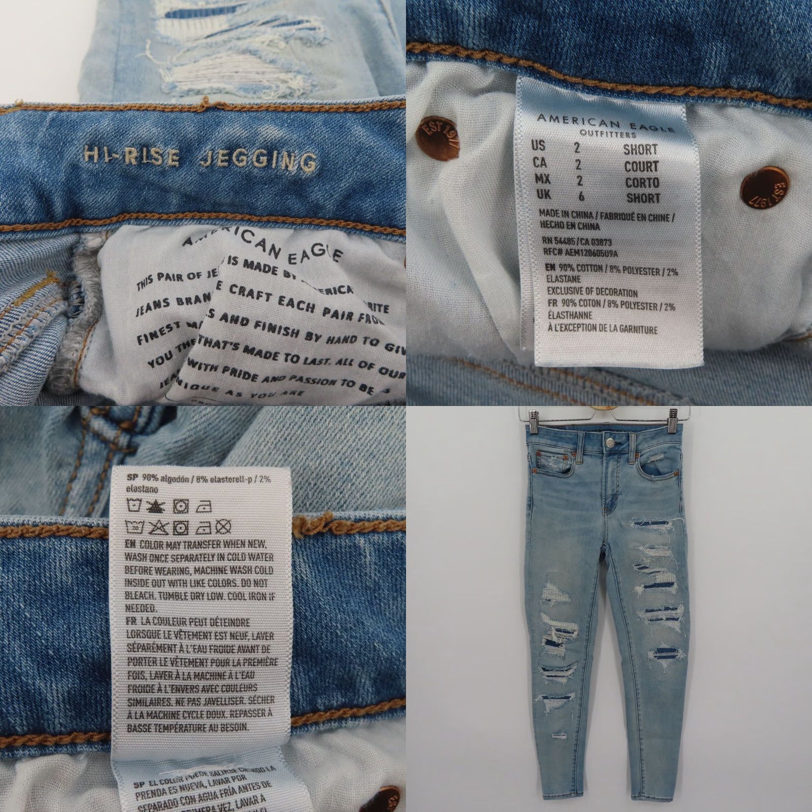 American Eagle Outfitters American Eagle Outfitters Women Jeans Jegging 2 Short 2S Hi Rise Distressed Blue Light Wash Stretch Denim 5-Pocket Damaged? No (ignore) Size 26" / US 2 / IT 38 - 9 Thumbnail