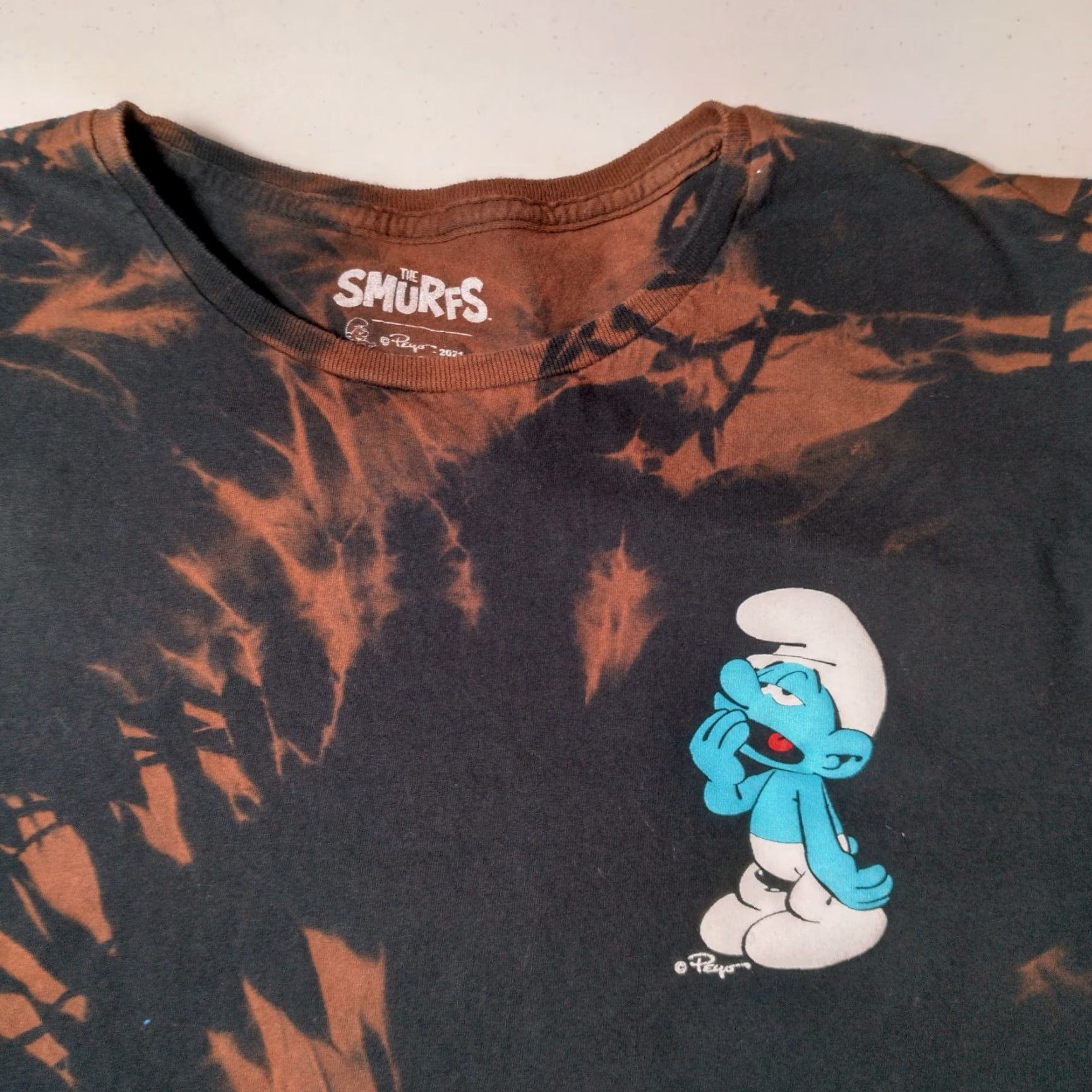 Vintage VINTAGE The Smurfs Shirt Medium Lazy Smurf Black Bleach Dye TV Cartoon Reworked Size US M / EU 48-50 / 2 - 4 Thumbnail