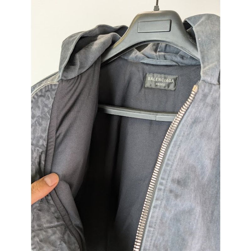 Balenciaga o1rshd1 Organic Japanese Denim Zip-Up Hoodie in Heavy Grey Size US M / EU 48-50 / 2 - 12 Thumbnail