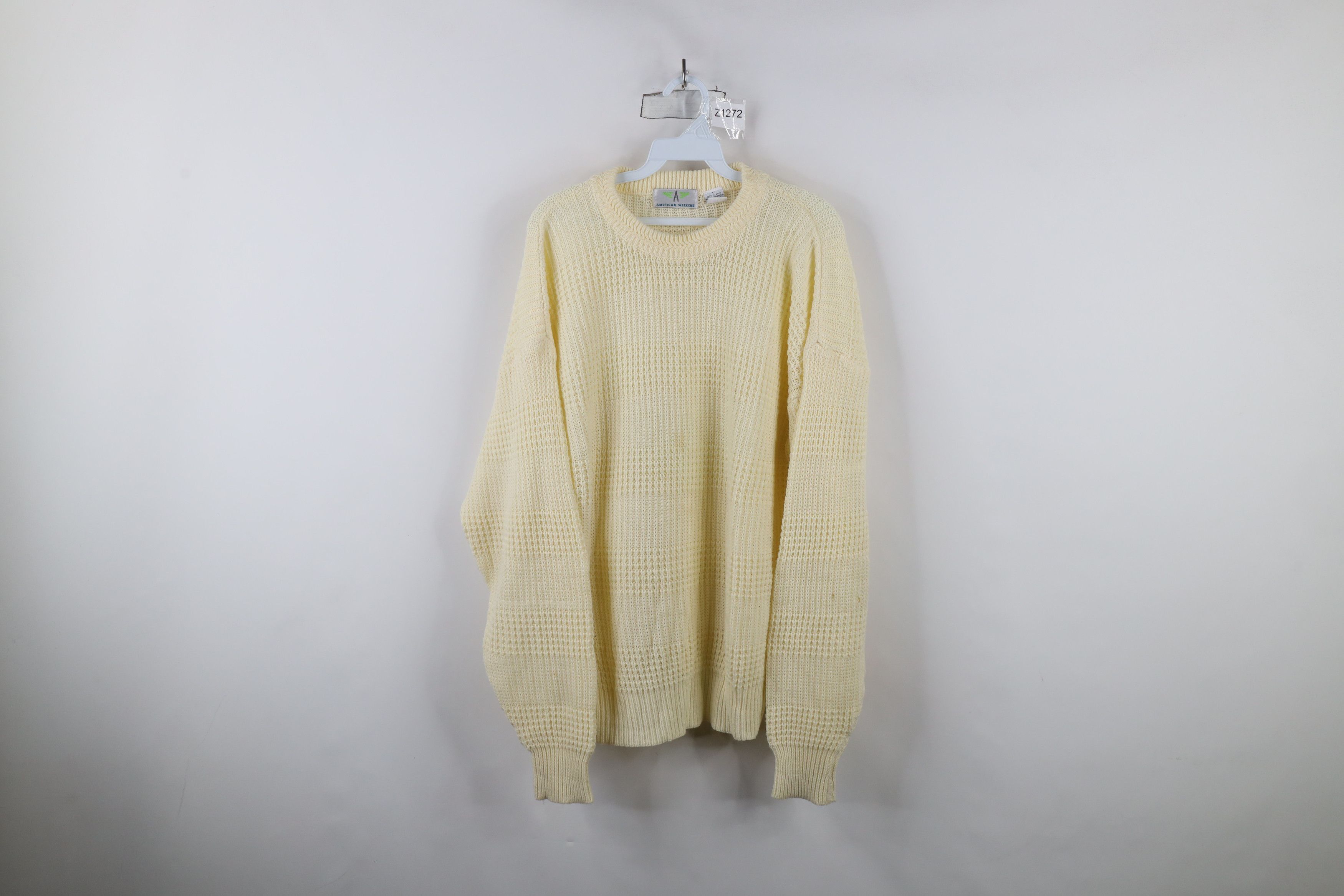Vintage Vintage 90s Streetwear Blank Chunky Ribbed Knit Sweater Size US L / EU 52-54 / 3 - 1 Thumbnail