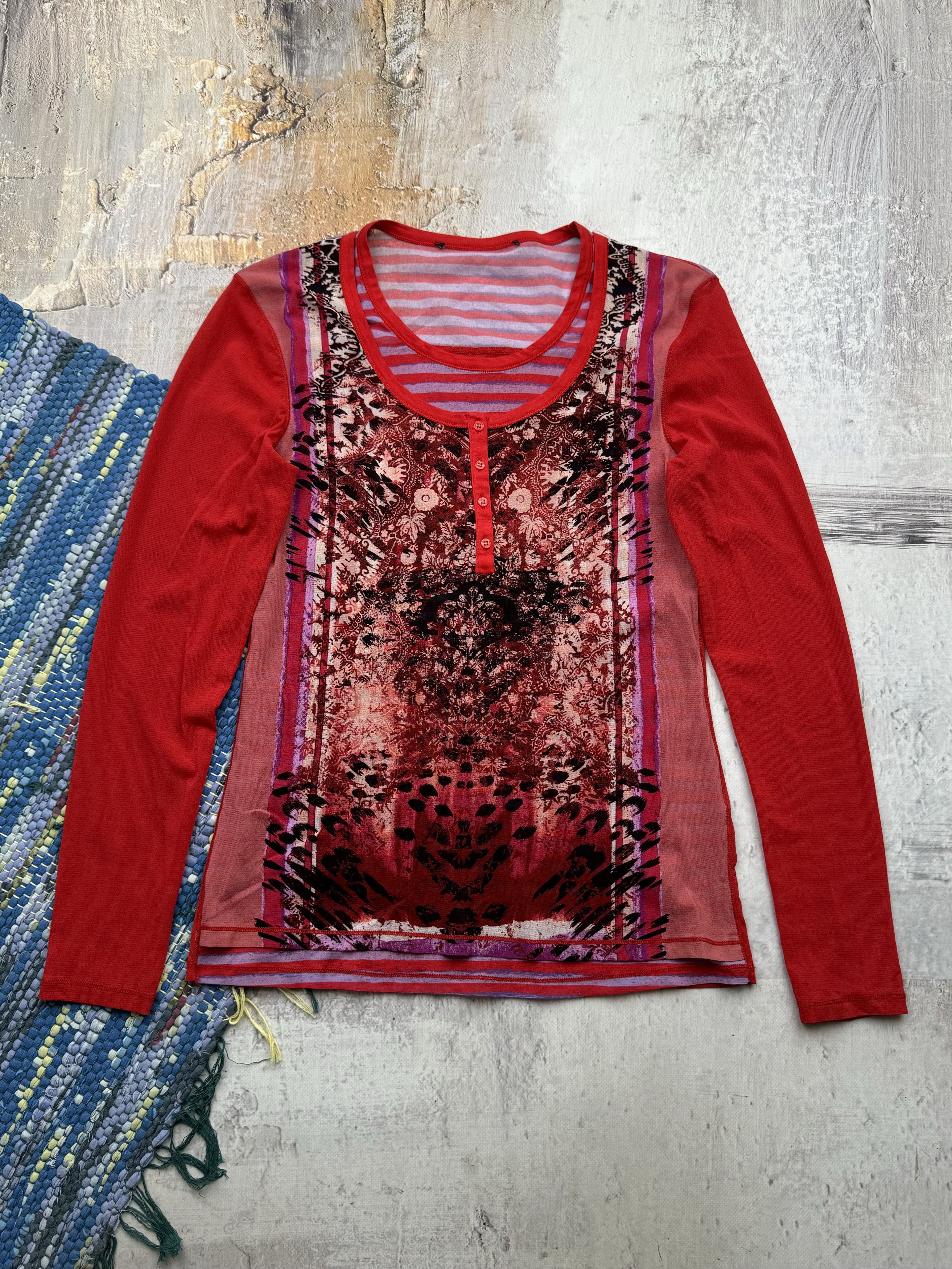 Vintage Vintage Printed Long Sleeve With Mesh Details A597(196) Size S / US 4 / IT 40 - 1 Thumbnail