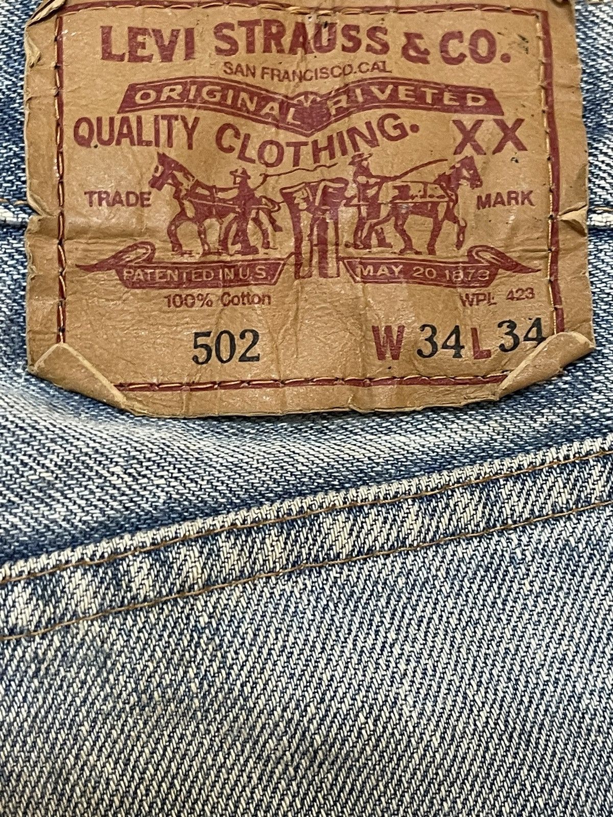 Levi's Vintage 80s Levis 502 Mud Wash Distressed Relaxed Straight Size US 33 - 9 Thumbnail
