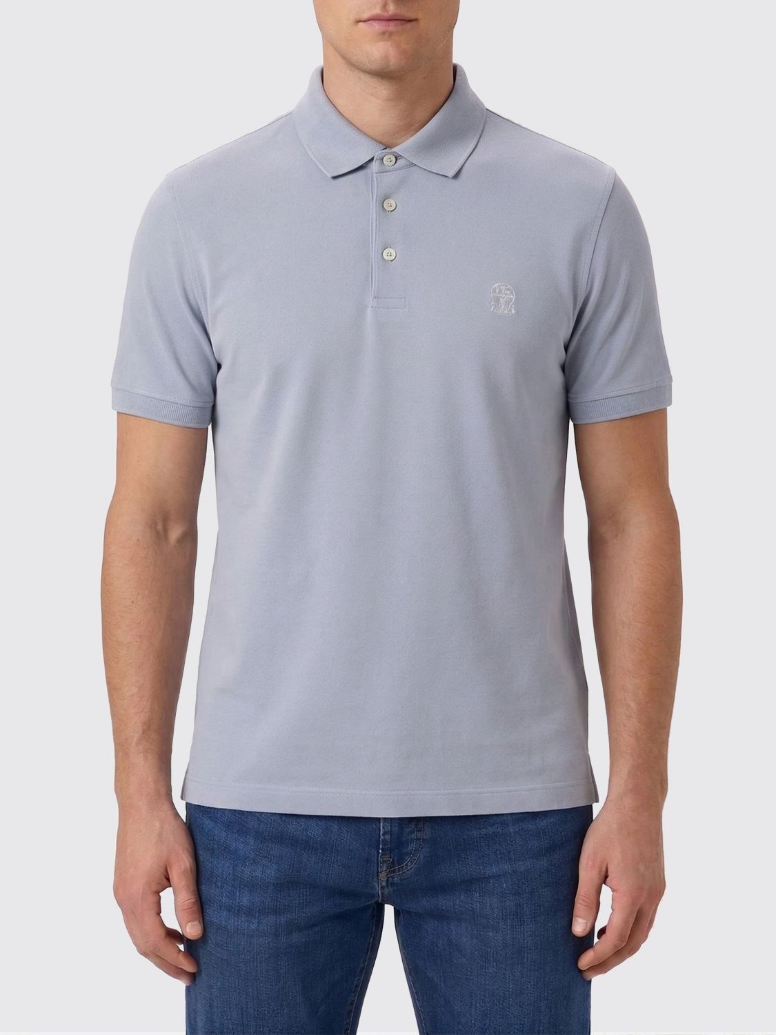 Brunello Cucinelli Brunello Cucinelli Polo Shirt Men Gnawed Blue Size US L / EU 52-54 / 3 - 1 Thumbnail