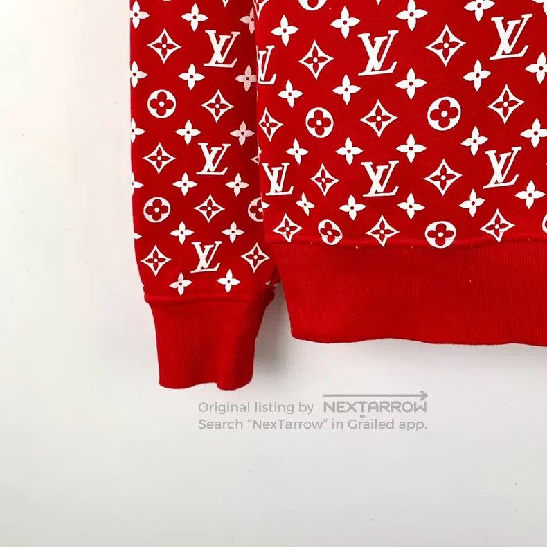 Louis Vuitton Louis Vuitton Red logo full-print cotton hooded drawstring Size US XXS / EU 40 - 5 Thumbnail