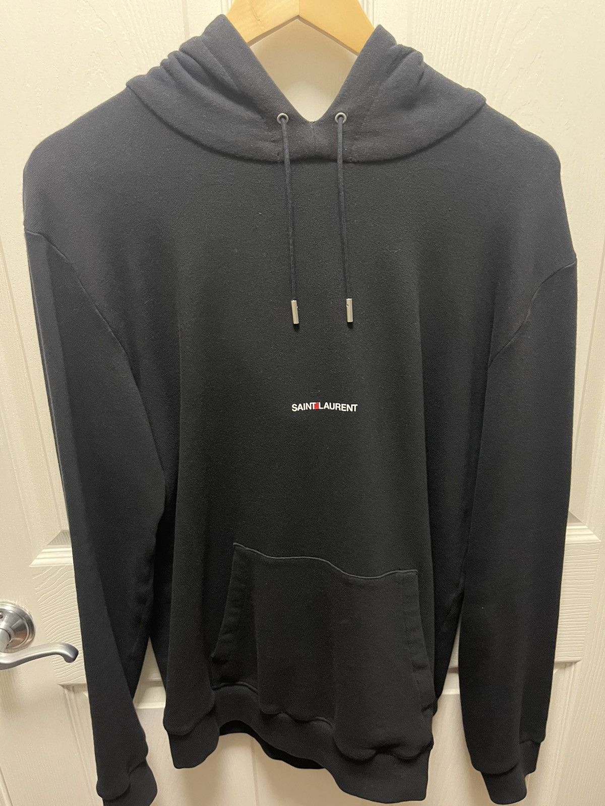 image of Saint Laurent Paris Men’S Saint Laurent Black Hooded Sweatshirt, Men's (Size Medium)