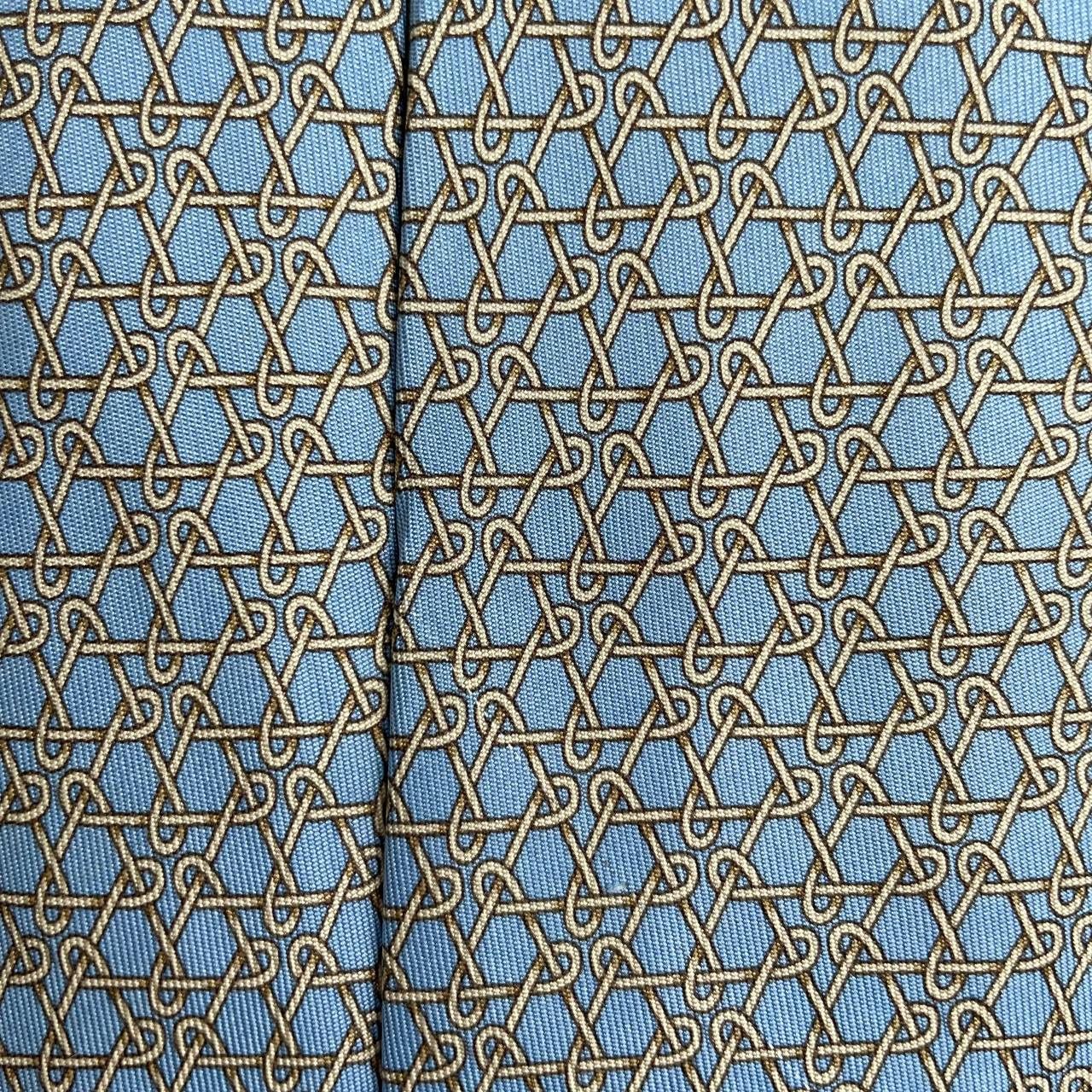 Hermes Hermes Paris Silk Tie 5338 TA Chains Blue Size ONE SIZE - 1 Thumbnail