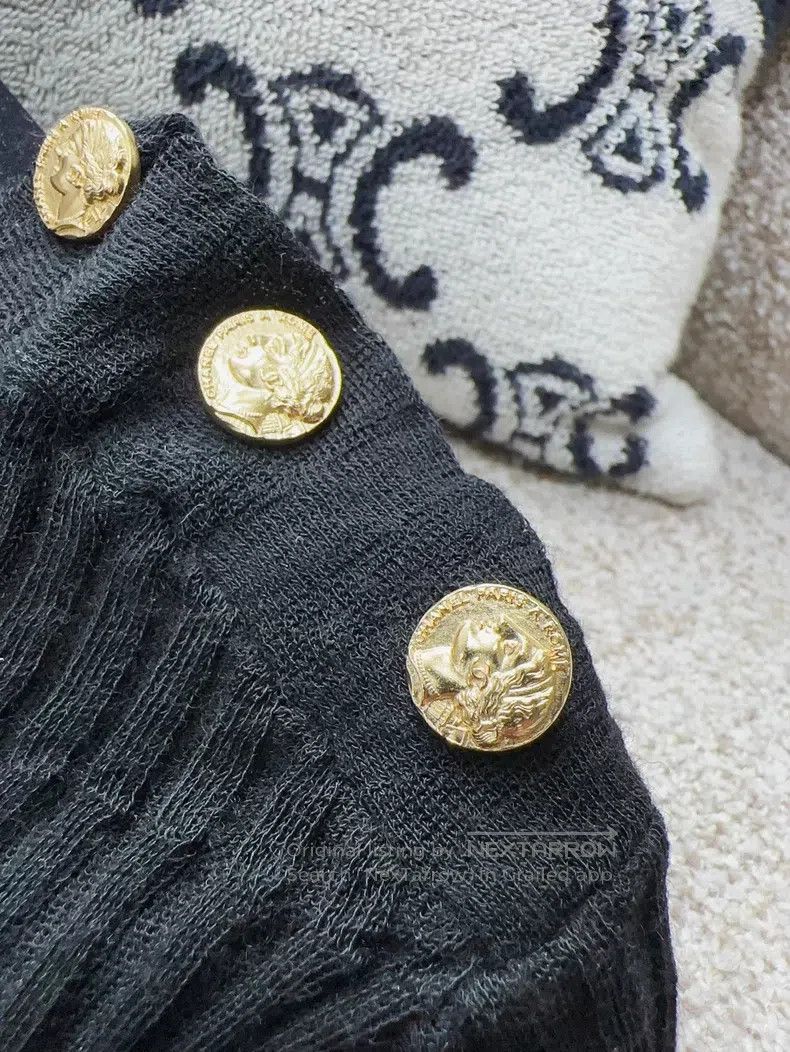 Chanel Chanel Black thin gold coin button wool knitted short slee Size XS / US 0-2 / IT 36-38 - 4 Thumbnail