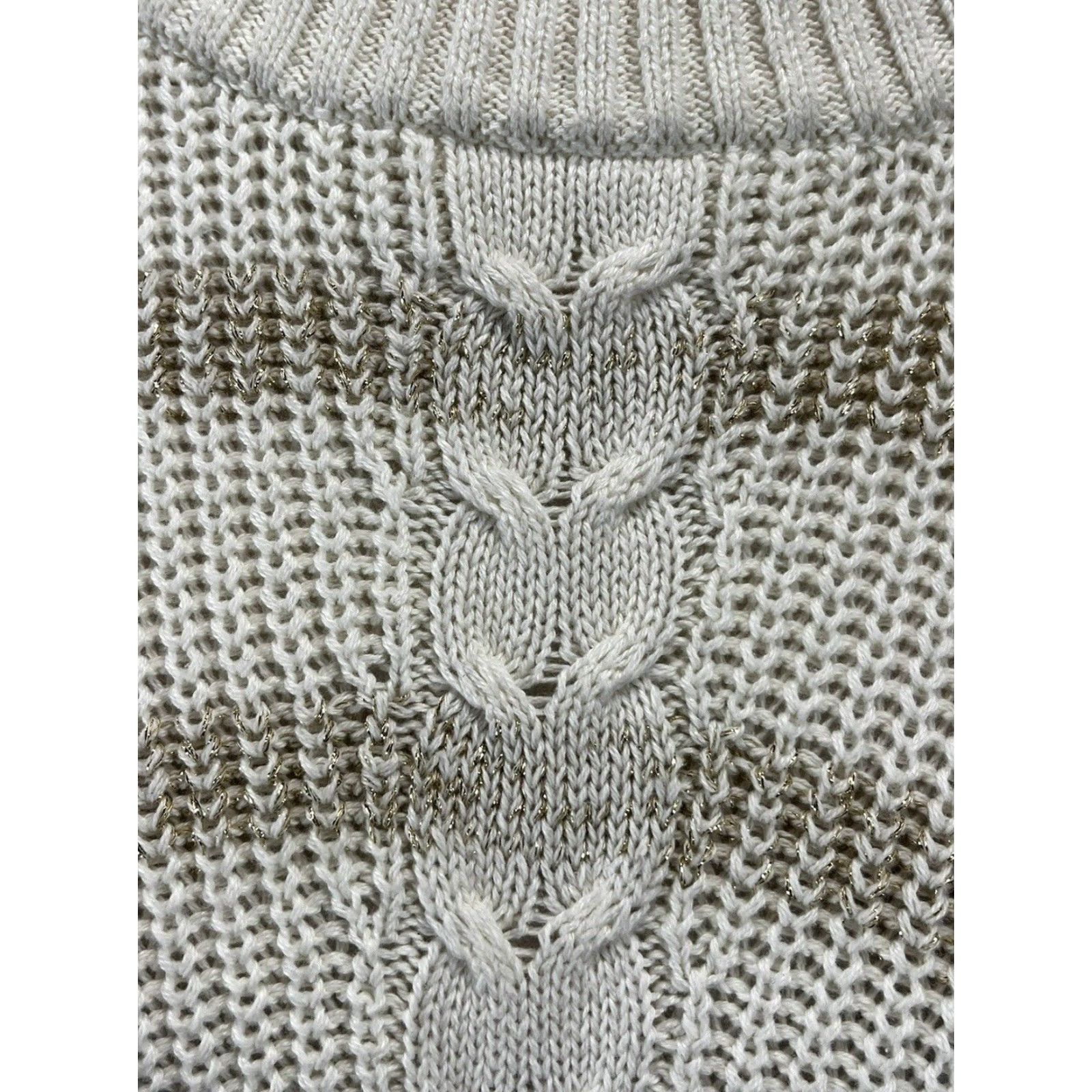 Talbots NEW Talbots Plus Size 2X Knit Sweater Long Sleeve Ivory Gold Stripes Womens Coastal Size XXL / US 16-18 / IT 52-54 - 6 Thumbnail