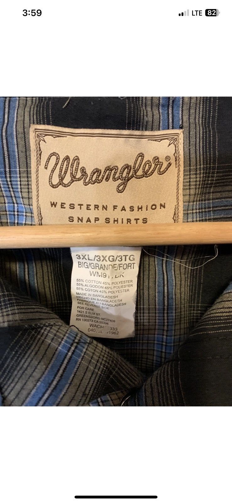 Wrangler Wrangler mens sz 3XL button shirt western plaid pearl snap Size US XXL / EU 58 / 5 - 2 Thumbnail