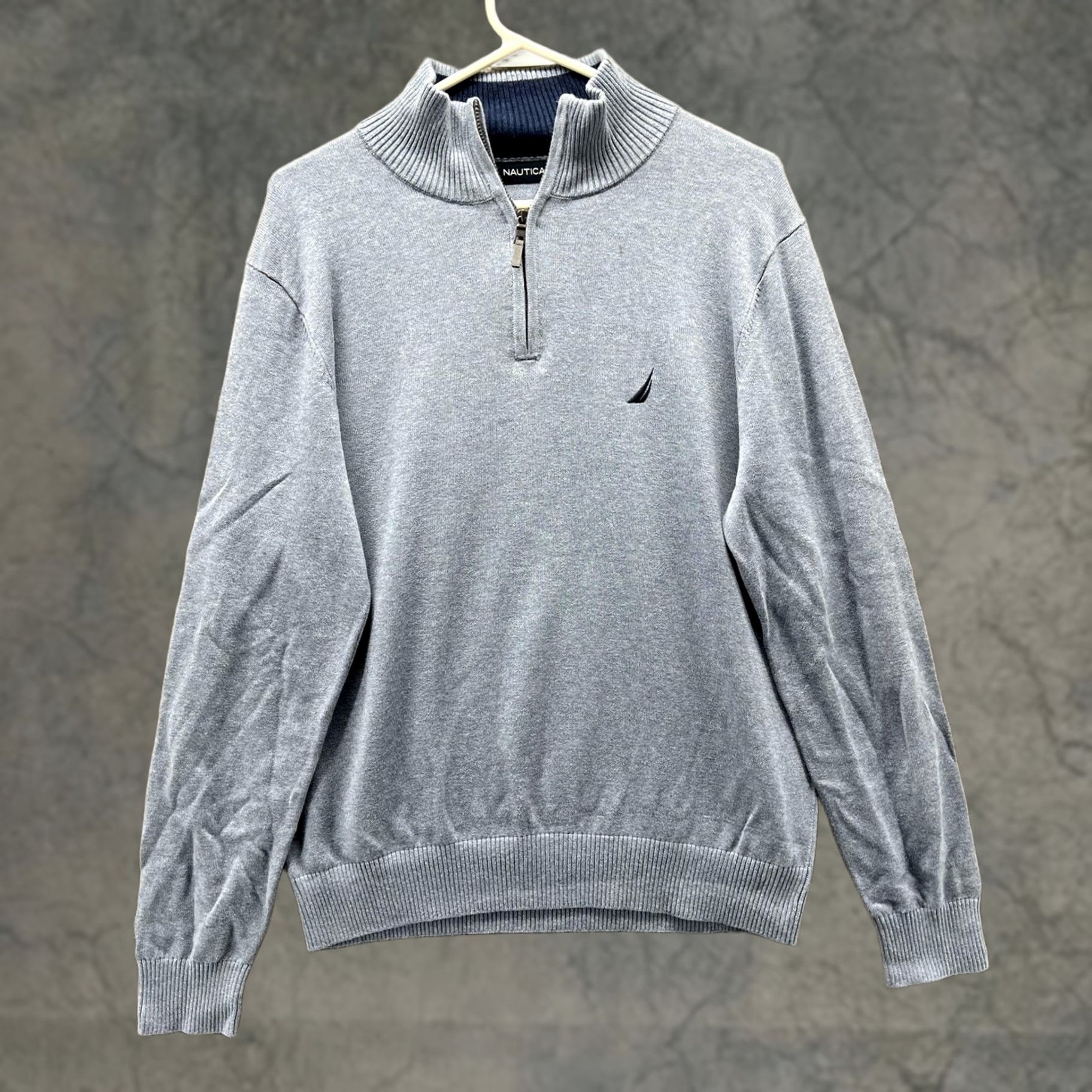 Nautica Nautica Sail Logo Sweater Mens Medium Gray Quarter Zip Mock Neck Pullover Size US M / EU 48-50 / 2 - 1 Thumbnail