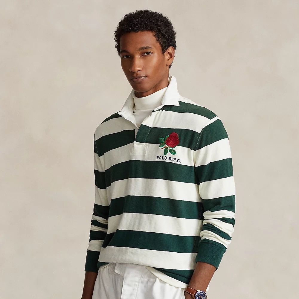 Polo Ralph Lauren Ralph Lauren Men's Classic Fit Striped Jersey Rugby Moss XL Size US XL / EU 56 / 4 - 1 Thumbnail