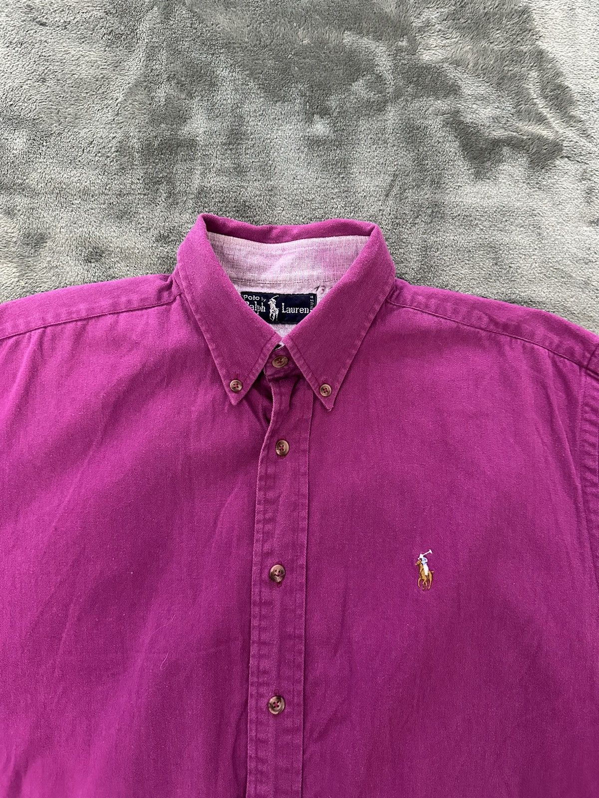 Polo Ralph Lauren × Vintage 90s Polo Ralph Lauren Purple Oxford Shirt USA Made Large Size US L / EU 52-54 / 3 - 3 Thumbnail