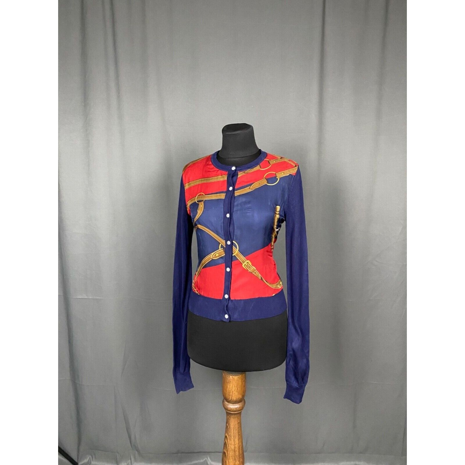 Ralph Lauren RARE! Ralph Lauren Vintage Baroque Blue Silk Cardigan Sweate Size S / US 4 / IT 40 - 2 Thumbnail
