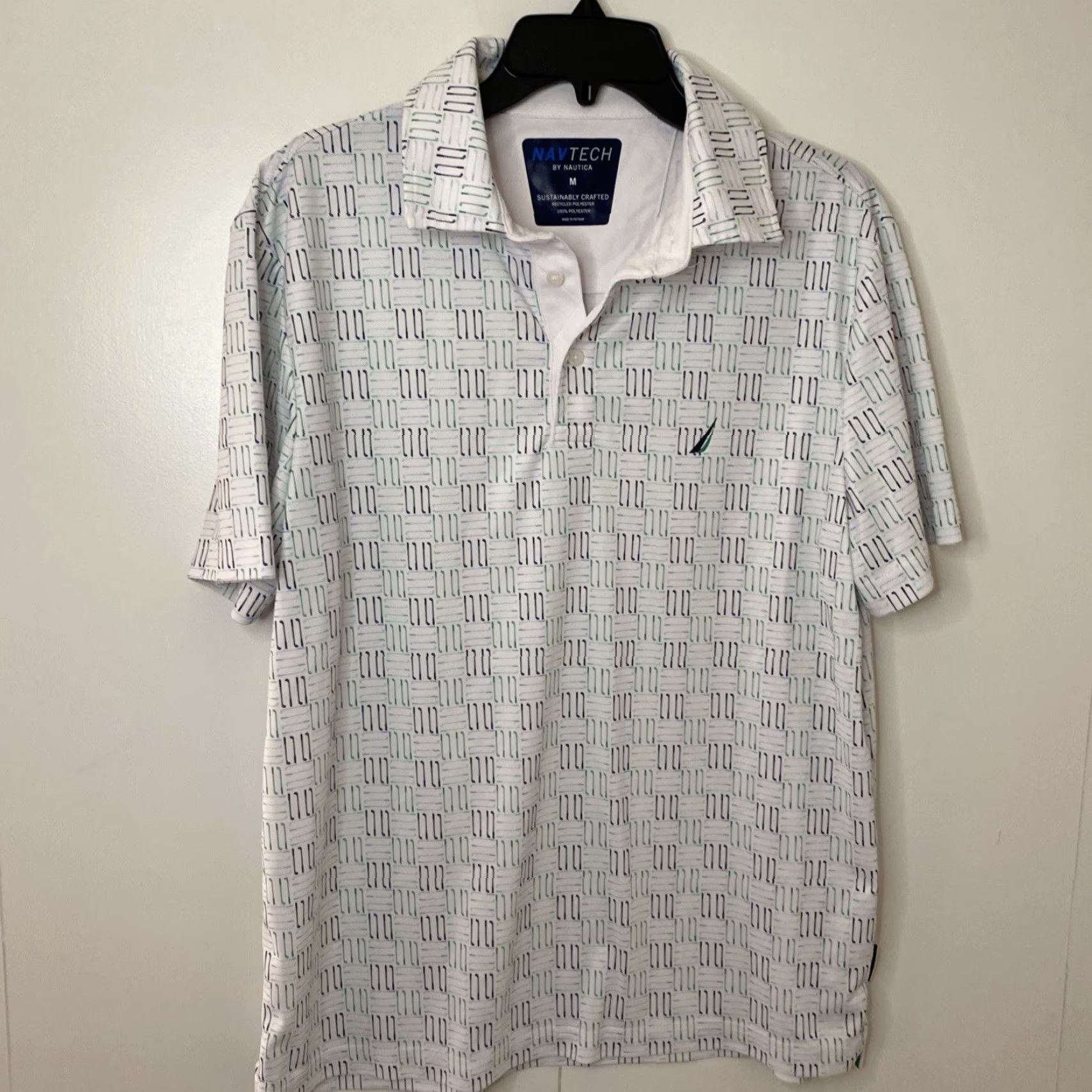 Nautica Nautica Navtech Polo Shirt Golf AOP Sustainably Crafted Recycled Mens M Clubs Size US M / EU 48-50 / 2 - 6 Thumbnail