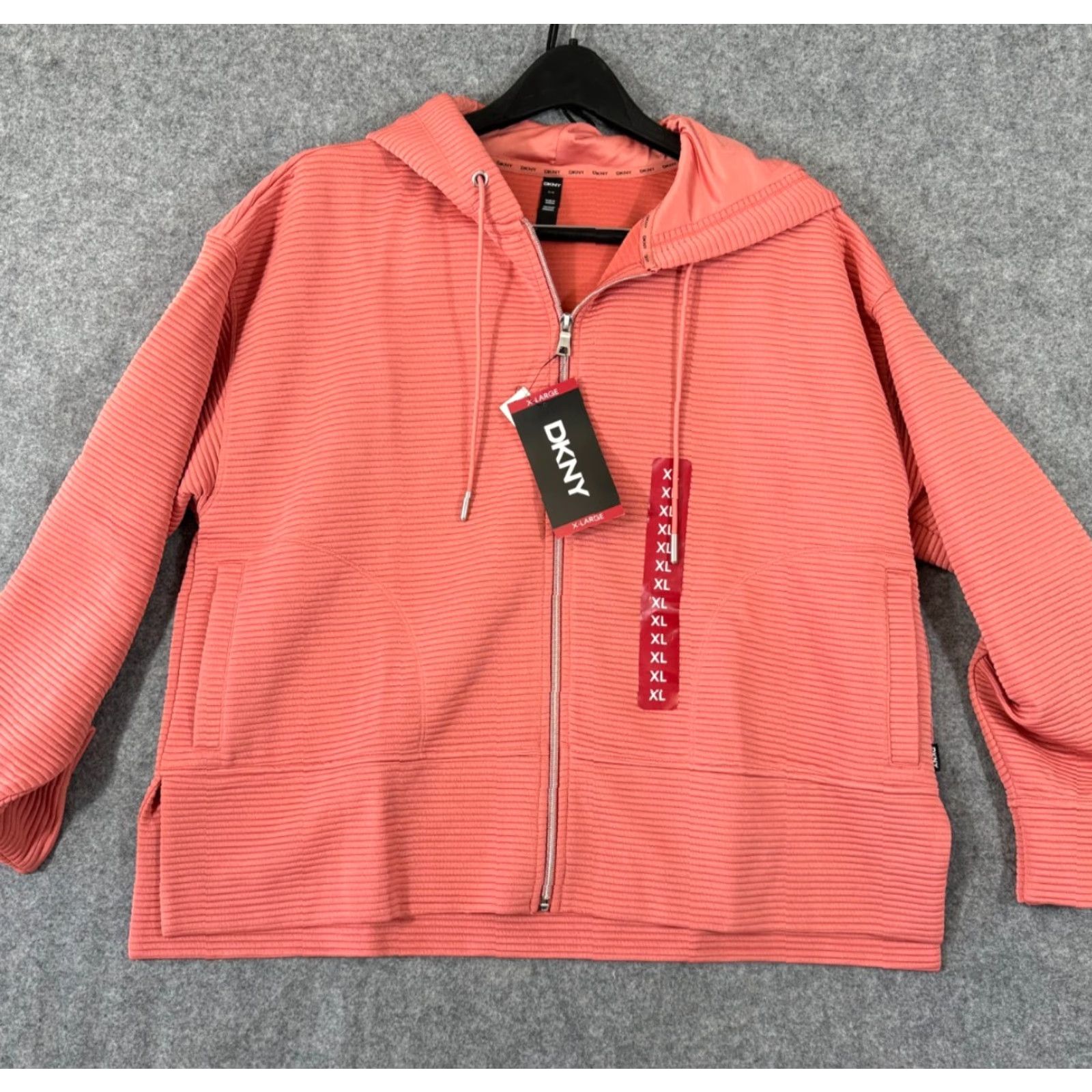 DKNY DKNY Hoodie Womens XL Full Zip Outdoor NWT Pink Rose Ribbed Long Sleeve Bag? Size XL / US 12-14 / IT 48-50 - 2 Thumbnail