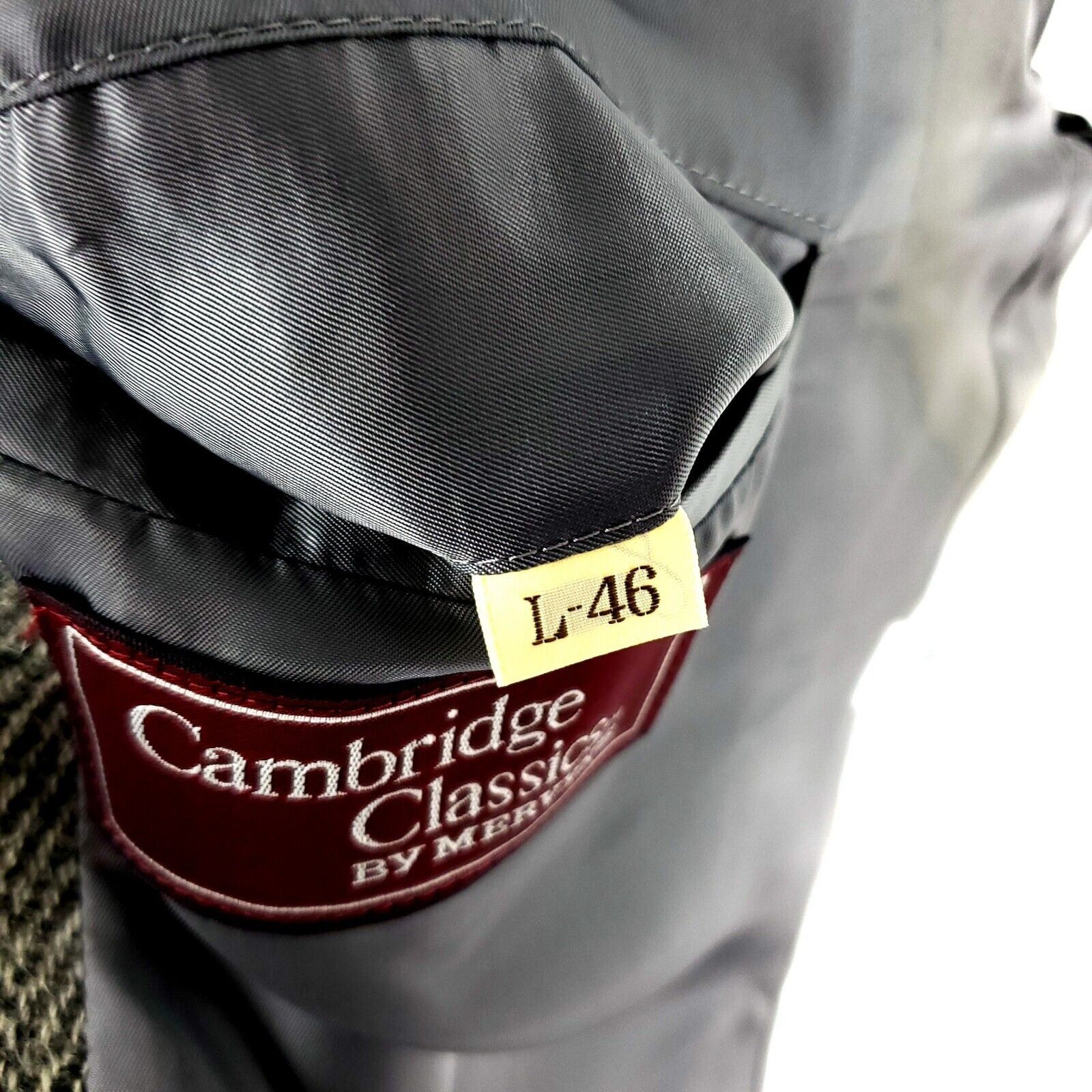 Vintage Cambridge Classics Tweed Wool 2 Leather Button Sport Coat 42 Size 42L - 9 Thumbnail