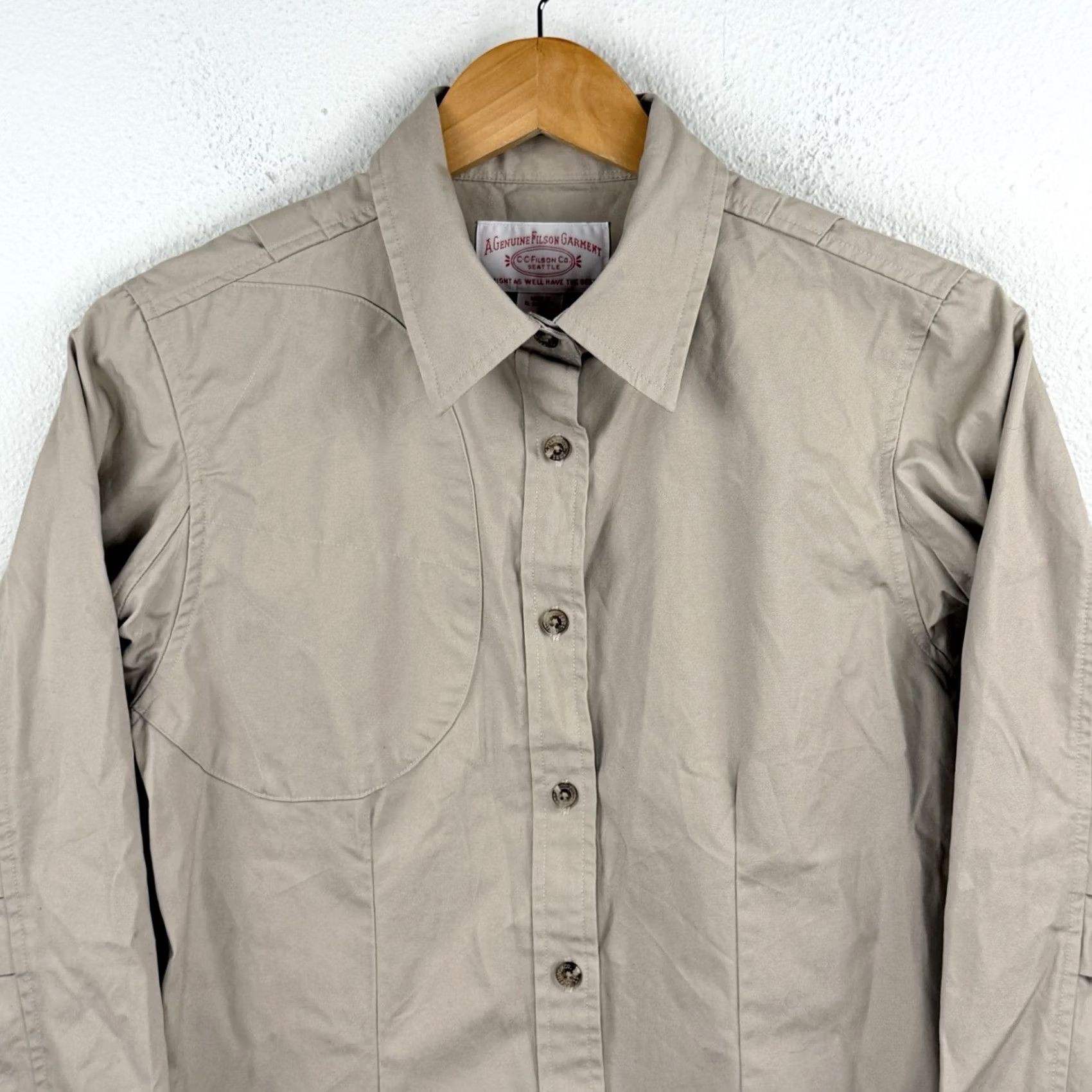 Filson Filson Shirt Womens Small Beige Canvas Long Sleeve Button Up Pocket Workwear Casual Size S / US 4 / IT 40 - 2 Thumbnail