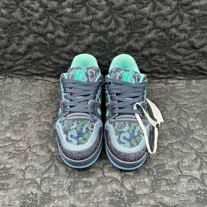 Louis Vuitton Louis Vuitton Trainer Blue Camo Full Drill Board Shoes Size US 7.5 / EU 40-41 - 2 Thumbnail