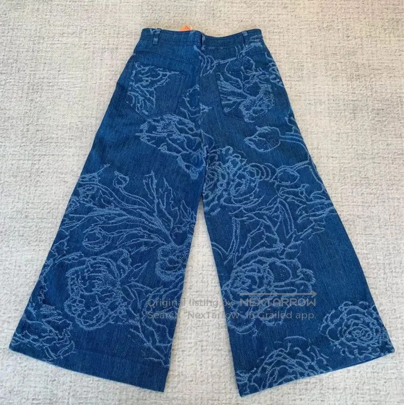 Max Mara MaxMara Blue Floral Wide-Leg Jeans . Size 23" - 2 Thumbnail