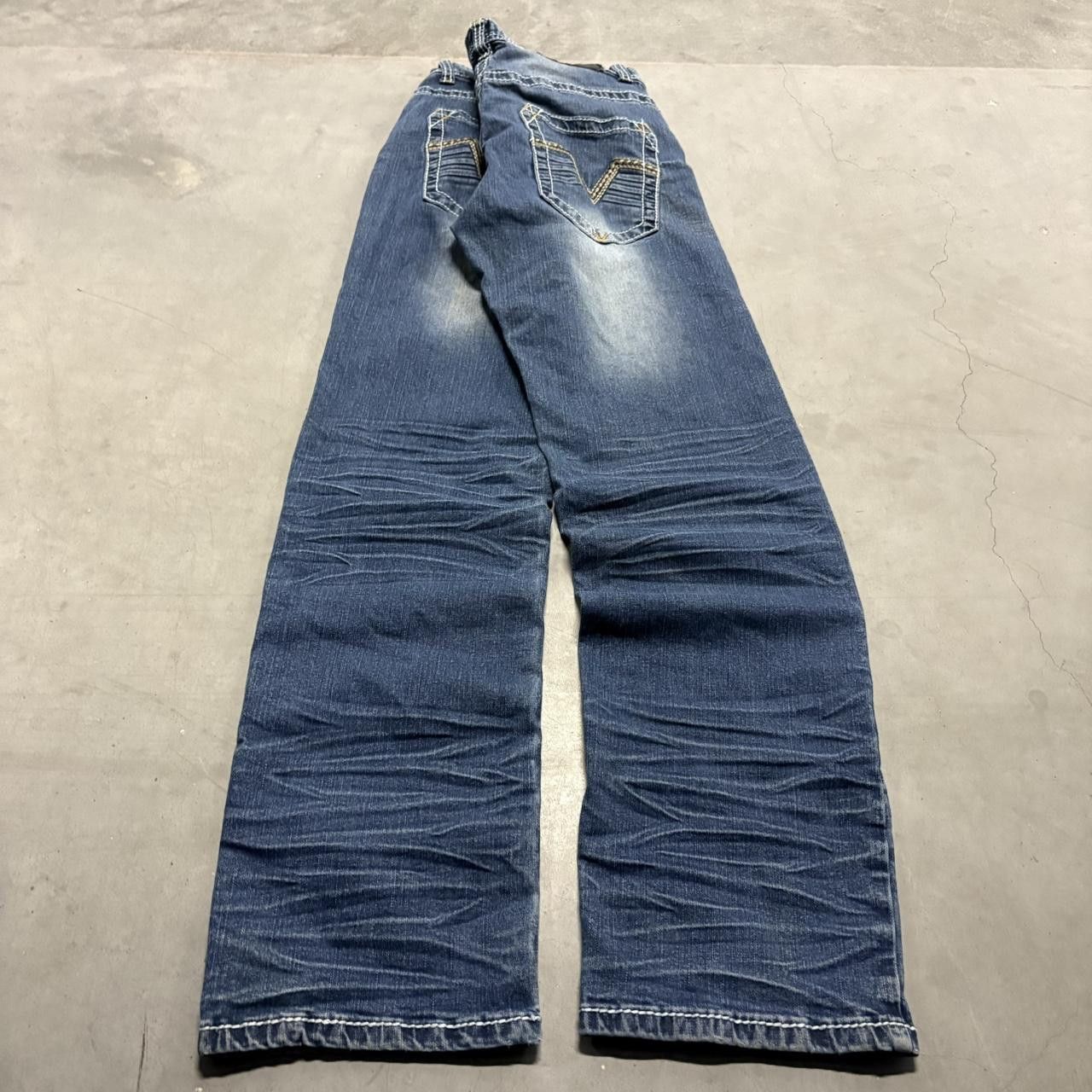 Vintage Crazy Vintage Y2K/2000s Straight fit Streetwear Style Dark Blue Wash TrueLuck Denim Jeans! Size US 30 / EU 46 - 4 Thumbnail