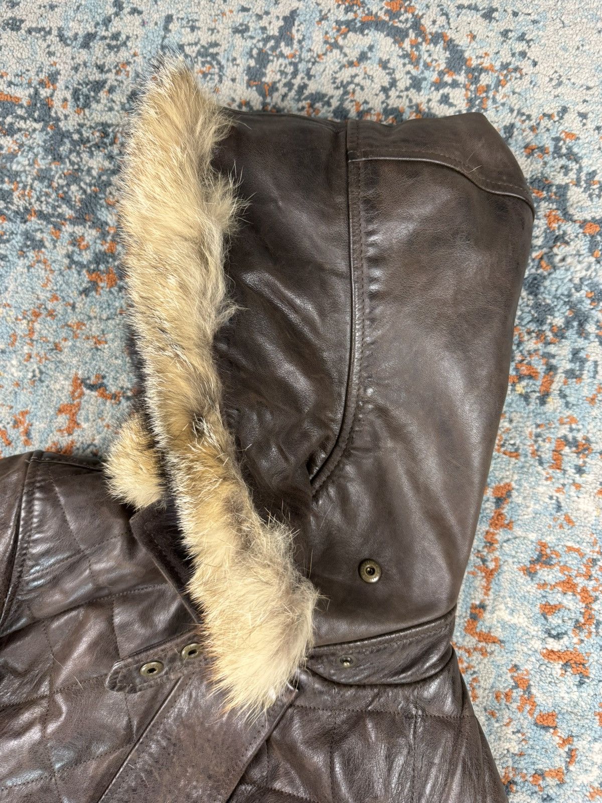 Belstaff × Designer × Vintage Vintage 90s Belstaff ocelot hooded leather fur bomber jacket Size S / US 4 / IT 40 - 10 Thumbnail