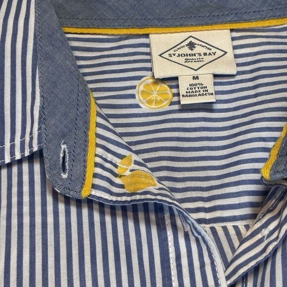 St. Johns Bay St. John's Bay Women Button Up Spring Shirt Blue Striped M Size M / US 6-8 / IT 42-44 - 8 Thumbnail