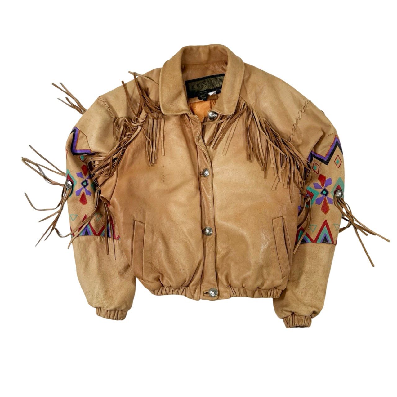 Vintage Vintage 90s Casserly Tassel Leather Custom Jacket Size US S / EU 44-46 / 1 - 1 Thumbnail