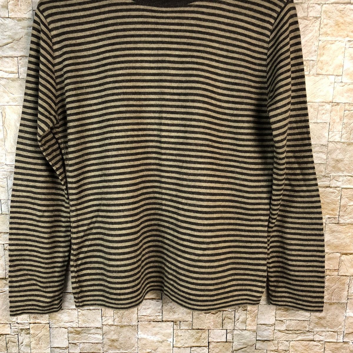 Homespun Knitwear × Japanese Brand × OVER THE STRiPES Gracious Brown Stripe Knitwear #A1194 Size M / US 6-8 / IT 42-44 - 6 Thumbnail
