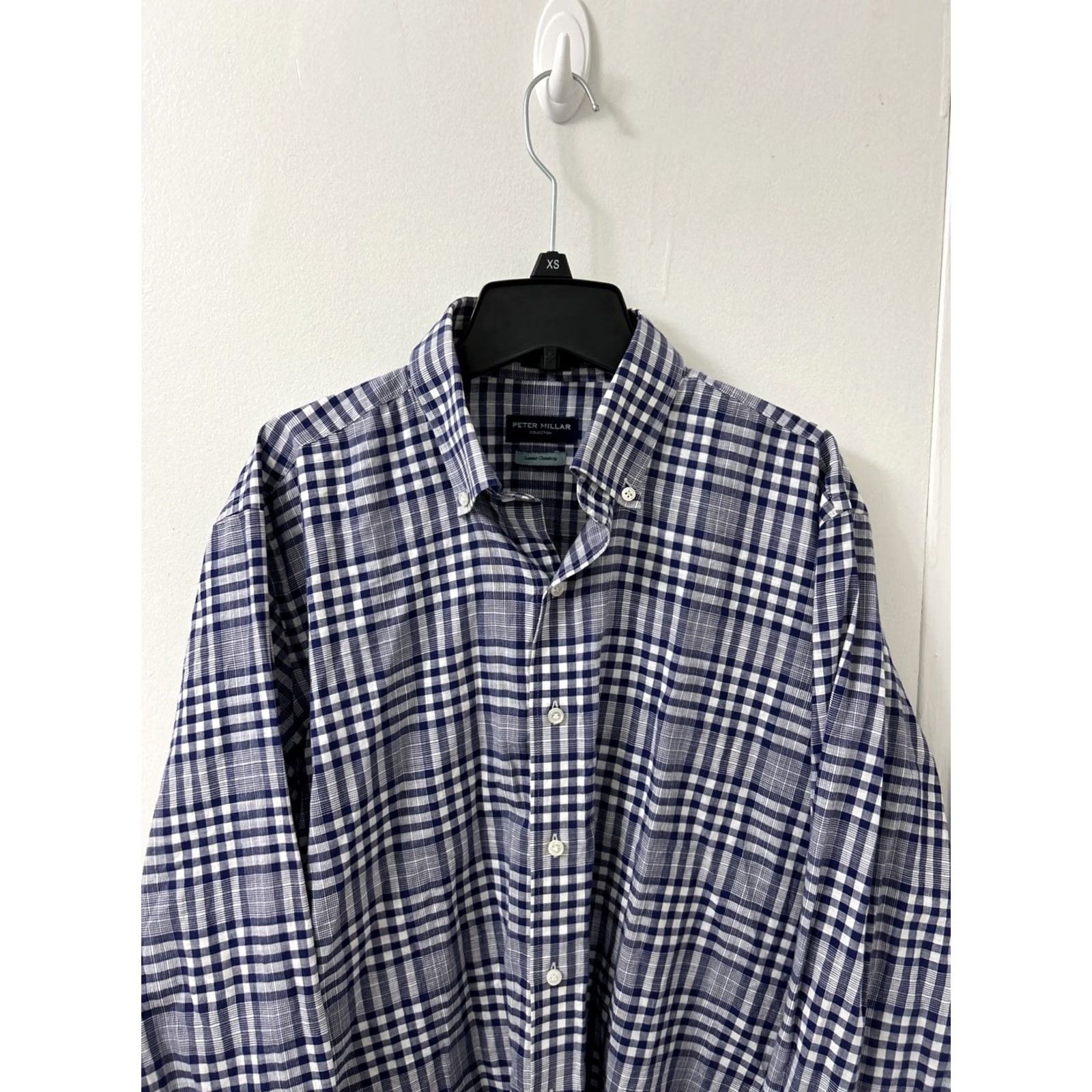 Peter Millar Peter Millar Summer Chambray Shirt Mens Large Blue White Plaid Casual Button Up Size US L / EU 52-54 / 3 - 2 Thumbnail