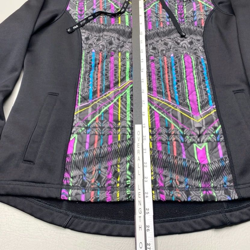 Fila Fila Sport Sweatshirt Womens Large Full Zip Hooded Fleece Geometric Design Size L / US 10 / IT 46 - 7 Thumbnail