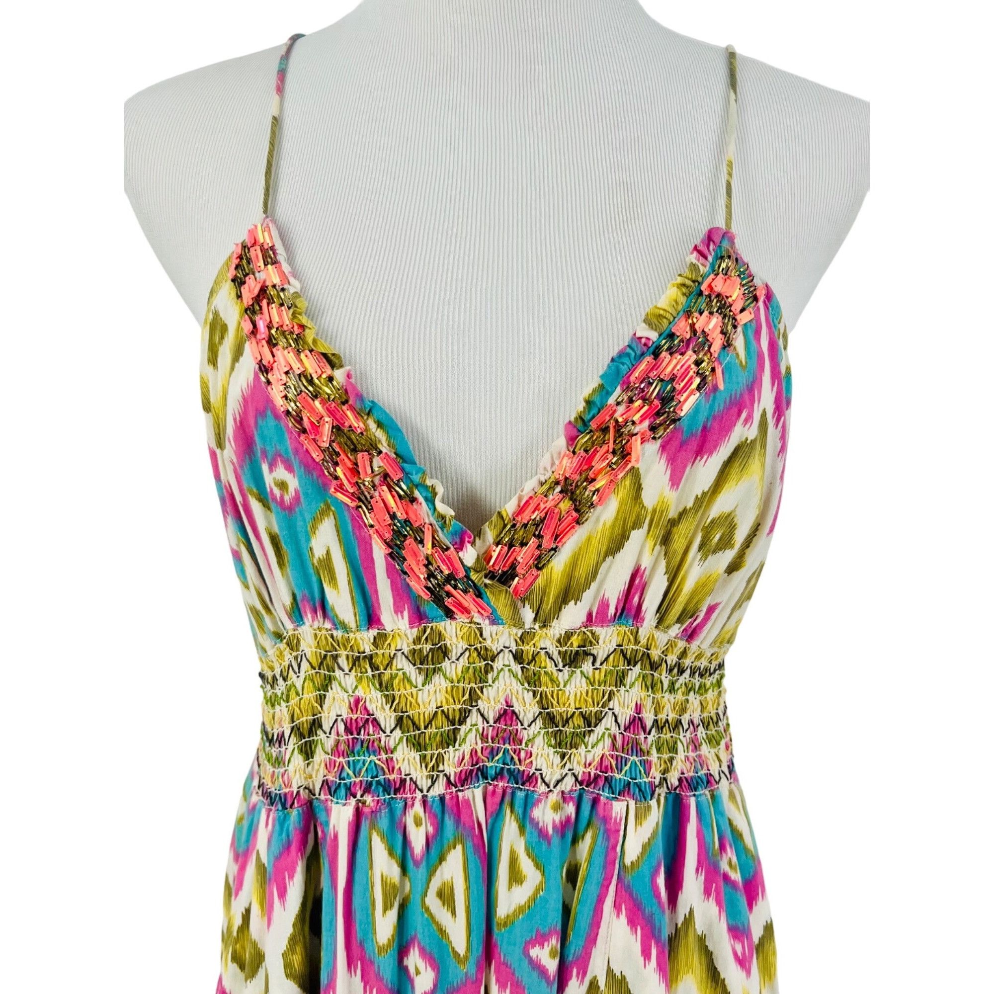 Other VTG Beaded Multicolored Maxi Dress | Boho Coastal Cowgirl Wh Size M / US 6-8 / IT 42-44 - 11 Thumbnail