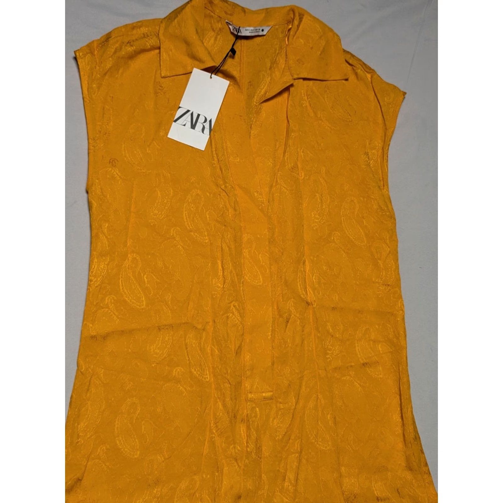 Zara ZARA Jumpsuit Jacquard Paisley Orange Viscose Sleeveless Women Small Size 28" / US 6 / IT 42 - 5 Thumbnail