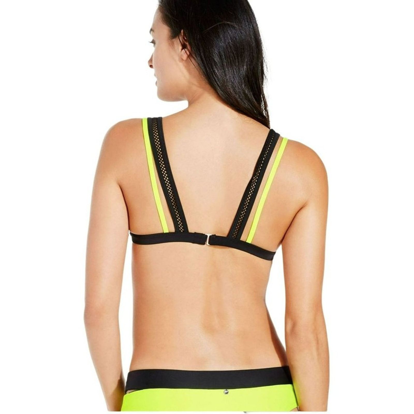 Fabletics Fabletics Neon Yellow Mesh Top Reversible Bottom Bikini Set Size M / US 6-8 / IT 42-44 - 2 Thumbnail