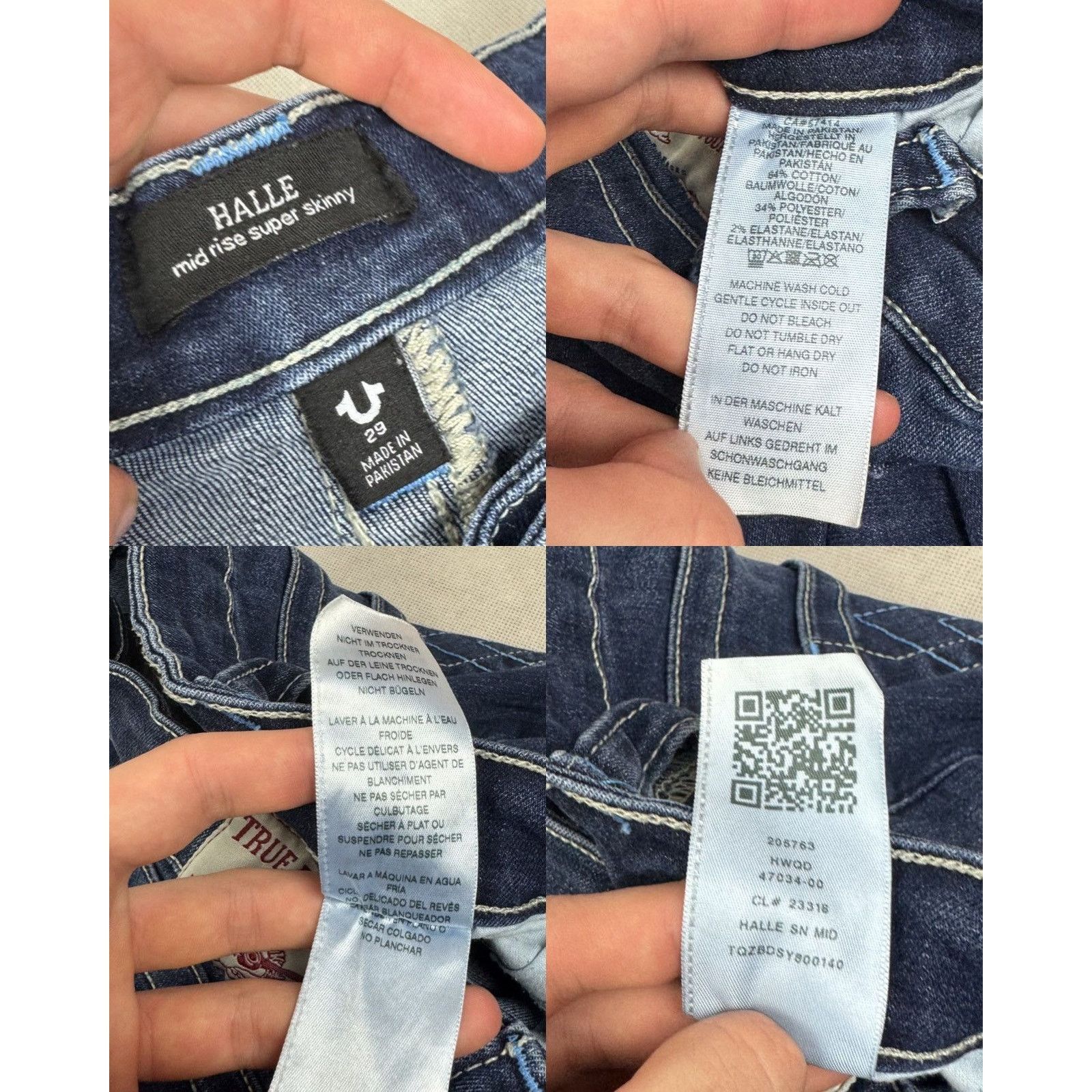 True Religion True Religion Halle Women Blue Mid Rise Super Skinny Jean 29 Size 29" - 2 Thumbnail