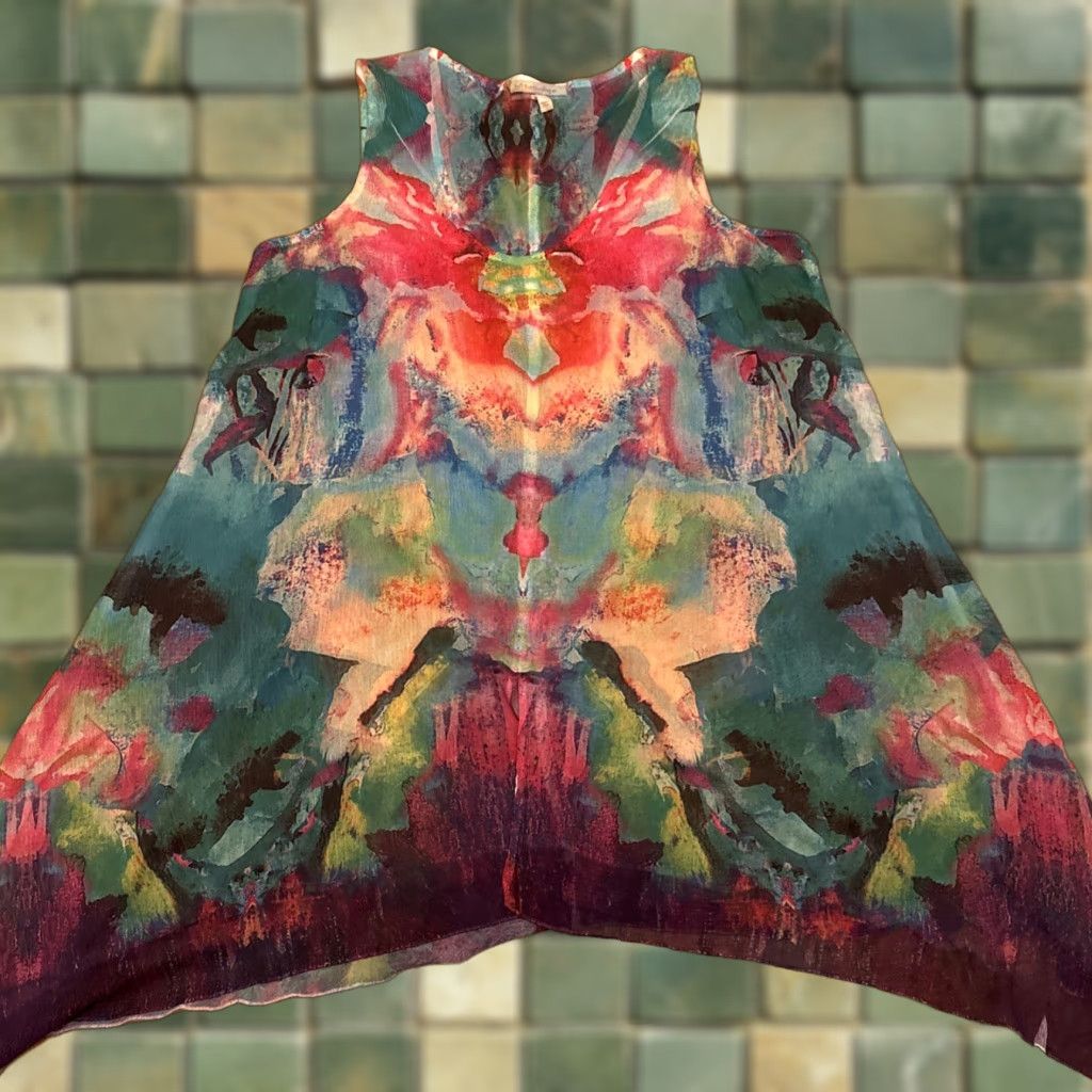 Soft Surroundings Soft Surroundings Tunic M Women Tank Sheer Floral Multicolor Hi Lo Asymmetrical Waterflower Flowing 90s? Size M / US 6-8 / IT 42-44 - 1 Thumbnail