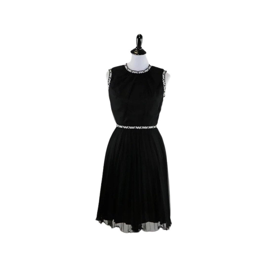 Vintage Vintage 60s Little Black Dress Metallic Silver Beading Med Size M / US 6-8 / IT 42-44 - 7 Thumbnail