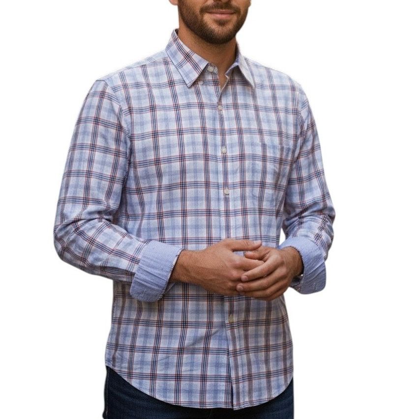 J.McLaughlin J. McLaughlin Contrast Collar Flip Cuff Shirt XL Plaid Check Size US XL / EU 56 / 4 - 1 Thumbnail