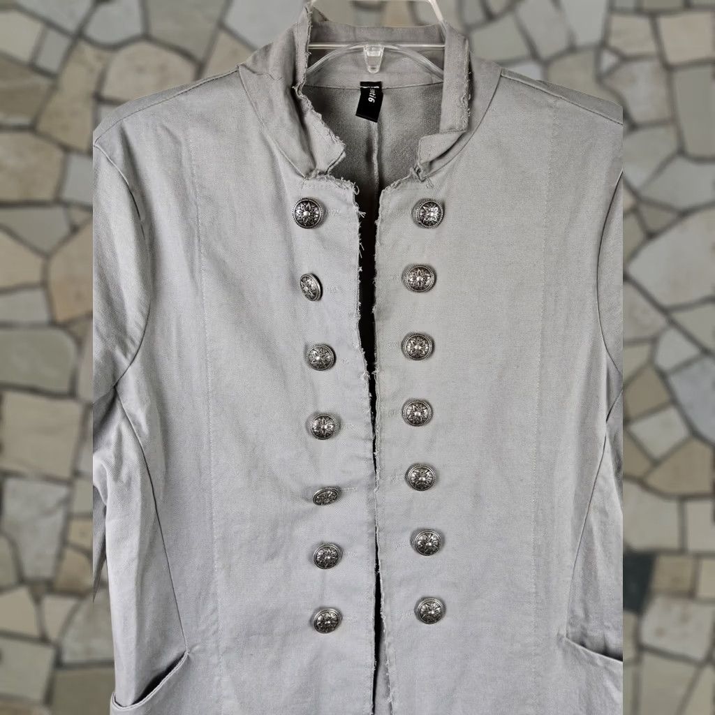 Vintage Venti6 Women's Jacket Sgt Pepper Style Open Gray Sage Green Long Sleeve Mid-Length Pockets Size M / US 6-8 / IT 42-44 - 1 Thumbnail