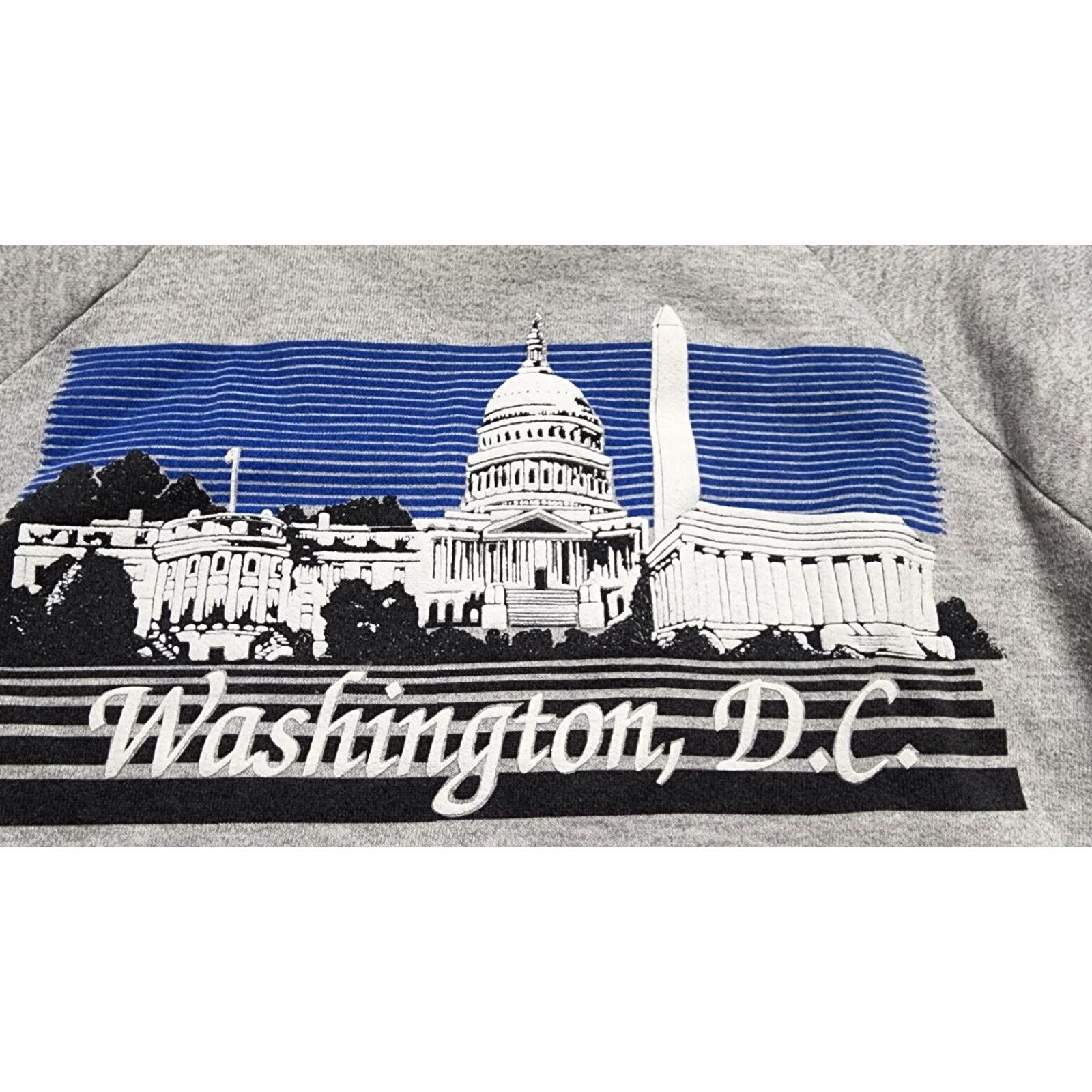 Fruit Of The Loom Vintage Mens L 80s 90s Washington D.C. Tourist Crewneck Sweatshirt Puff USA Puff Paint Gray Fruit of the Loom Crewneck Sweatshirt Size US L / EU 52-54 / 3 - 4 Thumbnail
