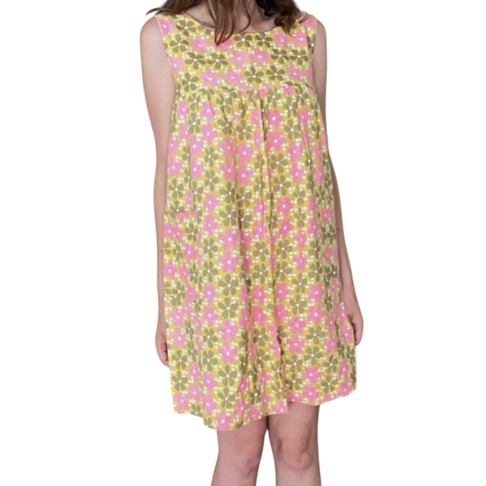 Vintage True VTG 60s cotton house/mini-dress WITH pockets! Size ONE SIZE - 6 Thumbnail