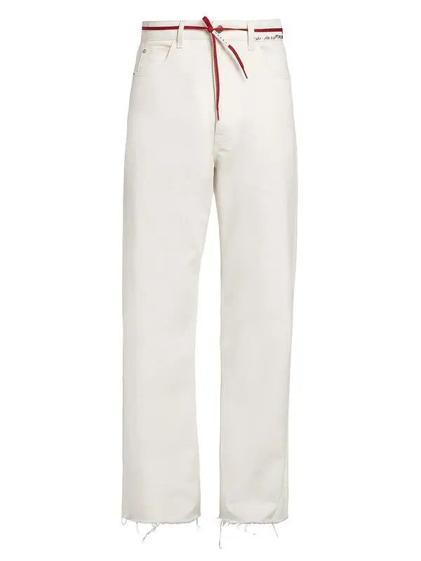 Marni o1w1db11125 Tie-Waist Straight-Leg Trousers in White Size US 30 / EU 46 - 1 Thumbnail