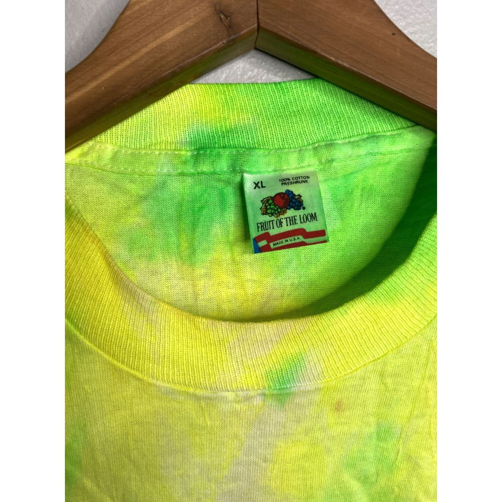 Fruit Of The Loom VINTAGE Fruit of the Loom Shirt Adult XL Crew Neck T-Shirt 90s Green Short Sleeve USA 1990s Men B103 Size US XL / EU 56 / 4 - 3 Thumbnail
